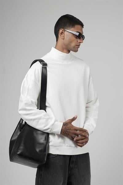 Balıkçı Yaka Oversize Kalıp Erkek Sweatshirt