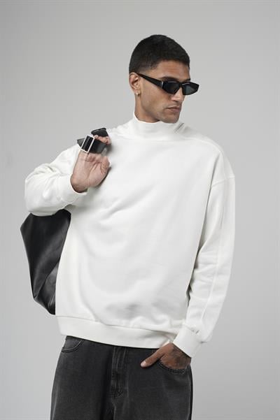 Balıkçı Yaka Oversize Kalıp Erkek Sweatshirt
