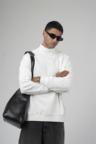 Balıkçı Yaka Oversize Kalıp Erkek Sweatshirt
