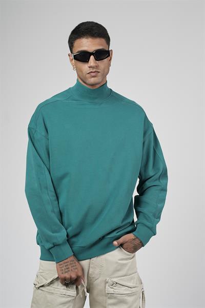 Balıkçı Yaka Oversize Kalıp Erkek Sweatshirt