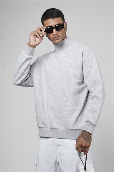 Balıkçı Yaka Oversize Kalıp Erkek Sweatshirt
