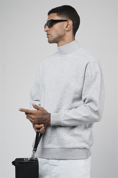 Balıkçı Yaka Oversize Kalıp Erkek Sweatshirt