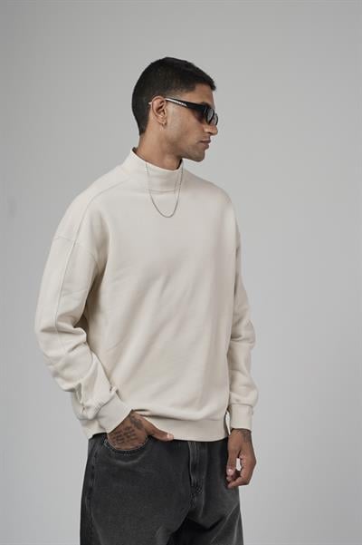 Balıkçı Yaka Oversize Kalıp Erkek Sweatshirt