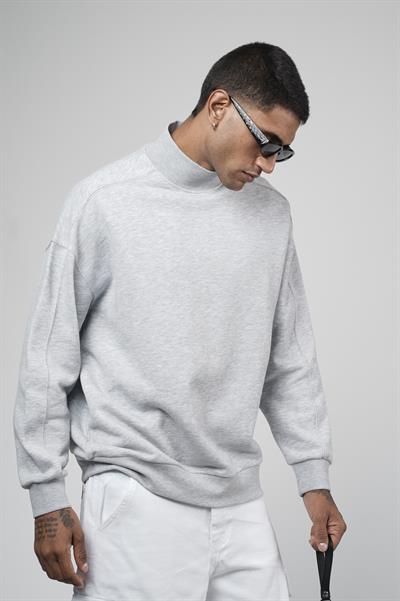 Balıkçı Yaka Oversize Kalıp Erkek Sweatshirt