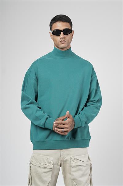 Balıkçı Yaka Oversize Kalıp Erkek Sweatshirt