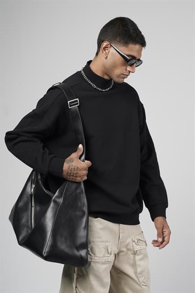 Balıkçı Yaka Oversize Kalıp Erkek Sweatshirt