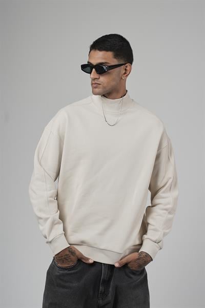 Balıkçı Yaka Oversize Kalıp Erkek Sweatshirt