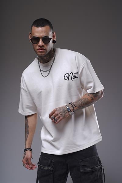 Baskılı Nakış Detaylı Oversize Kalıp Unisex Tişört