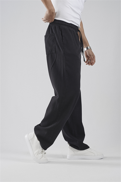 Beli Lastikli Bağcıklı Baggy Kalıp Erkek Gabardin Pantolon