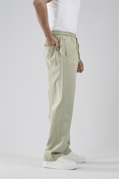 Beli Lastikli Bağcıklı Baggy Kalıp Erkek Gabardin Pantolon
