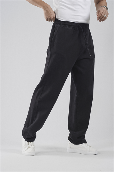 Beli Lastikli Bağcıklı Baggy Kalıp Erkek Gabardin Pantolon