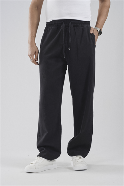 Beli Lastikli Bağcıklı Baggy Kalıp Erkek Gabardin Pantolon