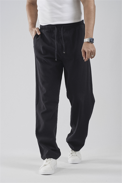 Beli Lastikli Bağcıklı Baggy Kalıp Erkek Gabardin Pantolon