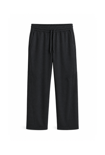 Beli Lastikli Jakarlı Cepli Baggy Siyah Pantolon