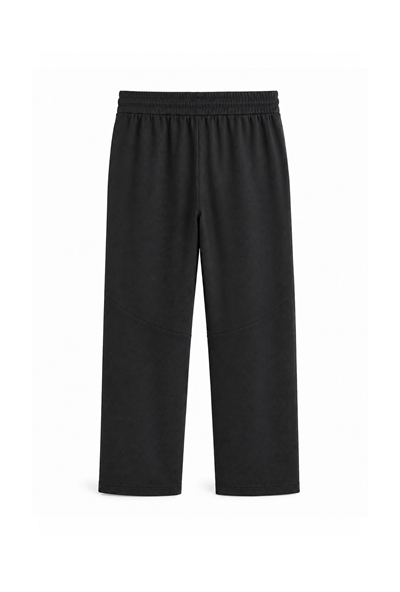 Beli Lastikli Jakarlı Cepli Baggy Siyah Pantolon