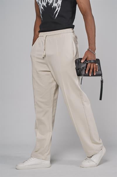 Beli Lastikli Önü Çımalı Baggy Kalıp Pantolon