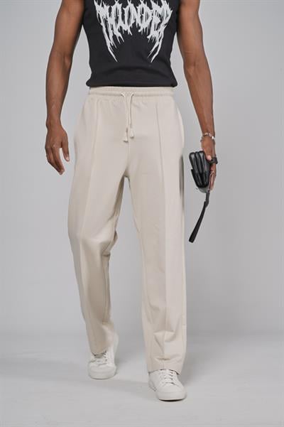 Beli Lastikli Önü Çımalı Baggy Kalıp Pantolon