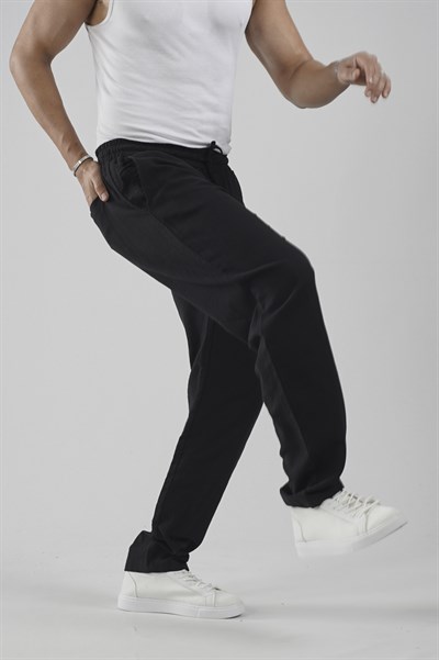 Beli Lastikli Regular Kalıp Pamuklu Keten Pantolon