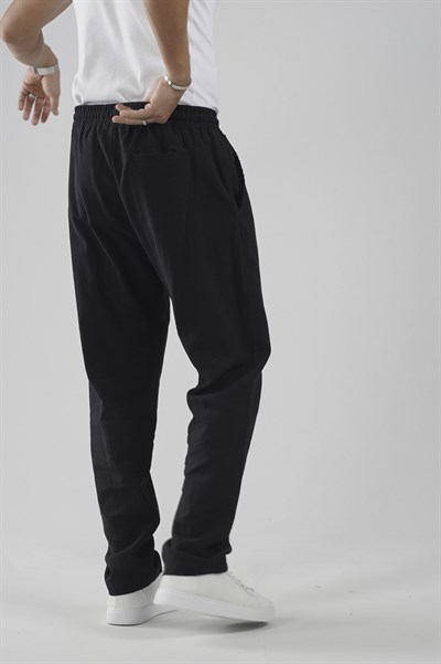 Beli Lastikli Regular Kalıp Pamuklu Keten Pantolon