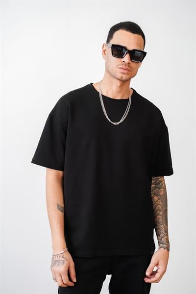 Bisiklet Yaka Battal Boy Oversize Kalıp Basic Tişört