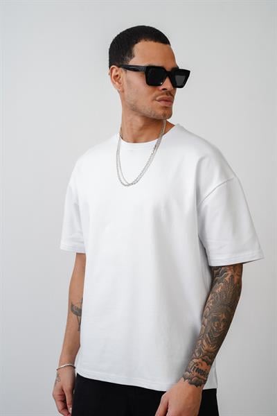 Bisiklet Yaka Battal Boy Oversize Kalıp Basic Tişört