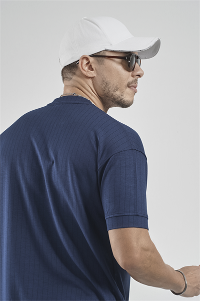 Bisiklet Yaka Çizgili Regular Kalıp Erkek Tişört