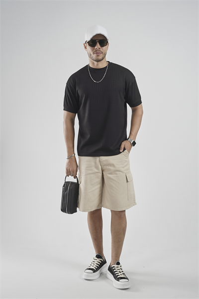 Bisiklet Yaka Çizgili Regular Kalıp Erkek Tişört