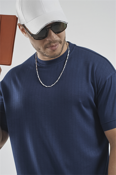 Bisiklet Yaka Çizgili Regular Kalıp Erkek Tişört