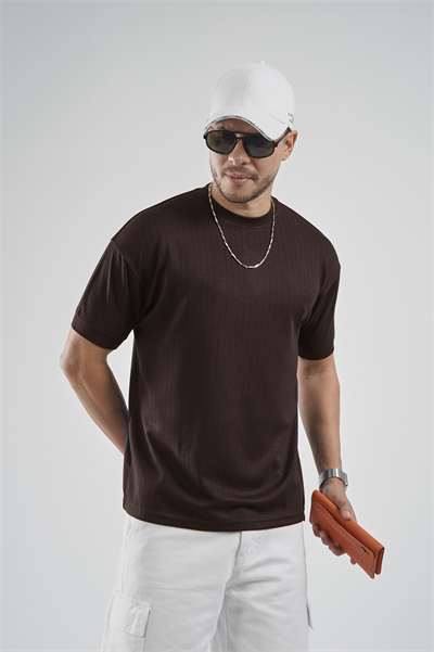 Bisiklet Yaka Çizgili Regular Kalıp Erkek Tişört