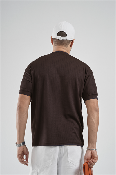 Bisiklet Yaka Çizgili Regular Kalıp Erkek Tişört