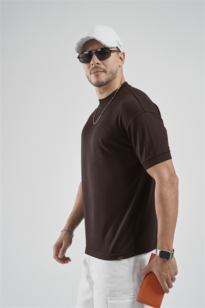 Bisiklet Yaka Çizgili Regular Kalıp Erkek Tişört