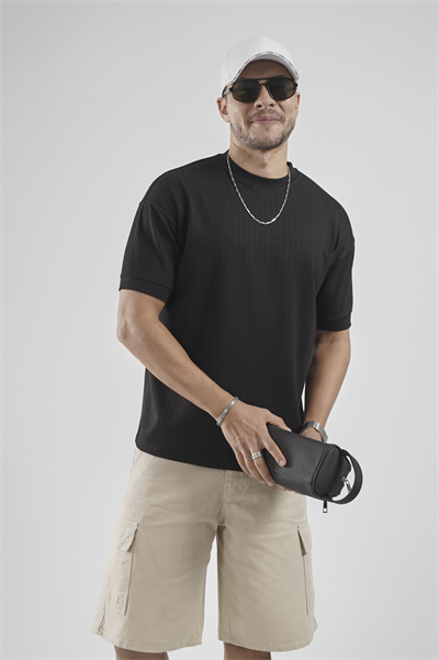 Bisiklet Yaka Çizgili Regular Kalıp Erkek Tişört