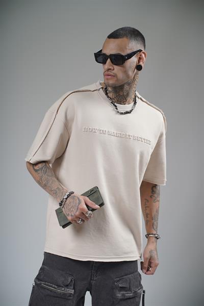 Bisiklet Yaka How To Make It Better Yazılı Oversize Kalıp Tişört