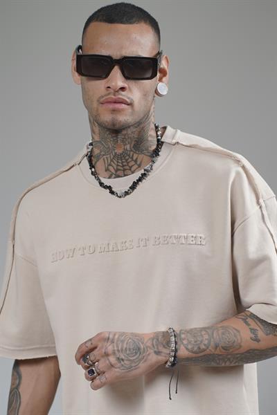 Bisiklet Yaka How To Make It Better Yazılı Oversize Kalıp Tişört