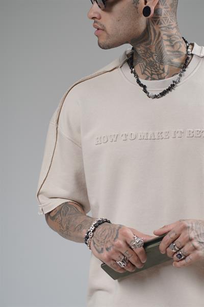 Bisiklet Yaka How To Make It Better Yazılı Oversize Kalıp Tişört