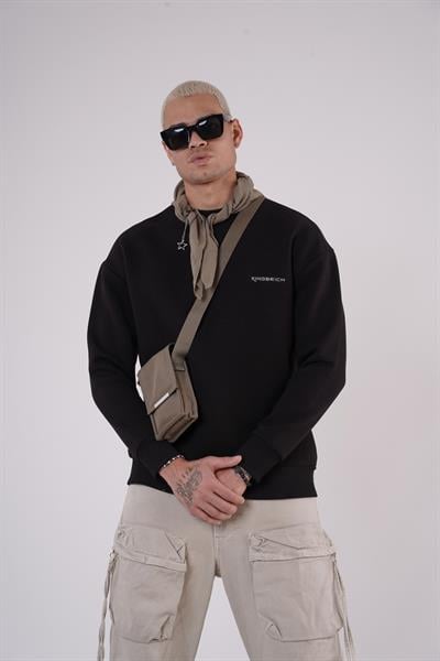 Bisiklet Yaka Kingbrich Baskılı Oversize Kalıp Basıc Sweatshirt