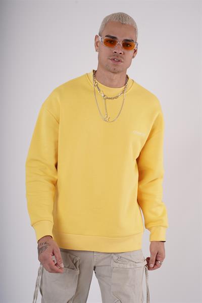 Bisiklet Yaka Kingbrich Baskılı Oversize Kalıp Basıc Sweatshirt