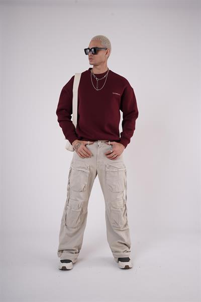 Bisiklet Yaka Kingbrich Baskılı Oversize Kalıp Basıc Sweatshirt