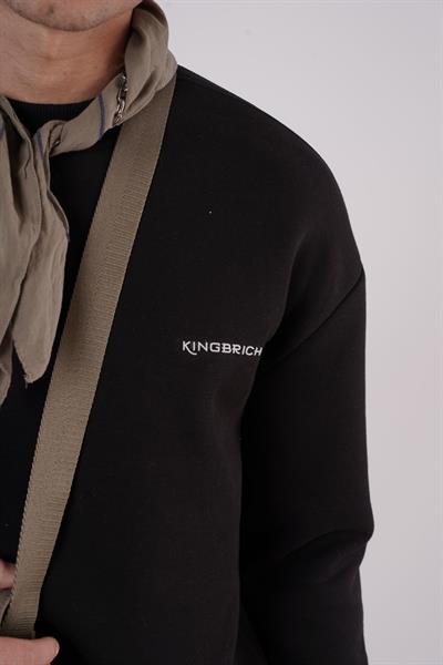 Bisiklet Yaka Kingbrich Baskılı Oversize Kalıp Basıc Sweatshirt