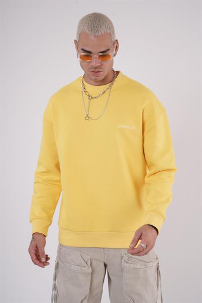 Bisiklet Yaka Kingbrich Baskılı Oversize Kalıp Basıc Sweatshirt
