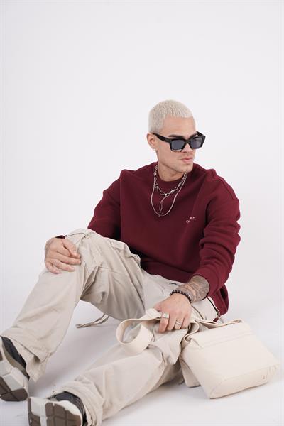 Bisiklet Yaka Kingbrich Baskılı Oversize Kalıp Basıc Sweatshirt