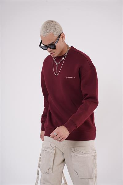 Bisiklet Yaka Kingbrich Baskılı Oversize Kalıp Basıc Sweatshirt