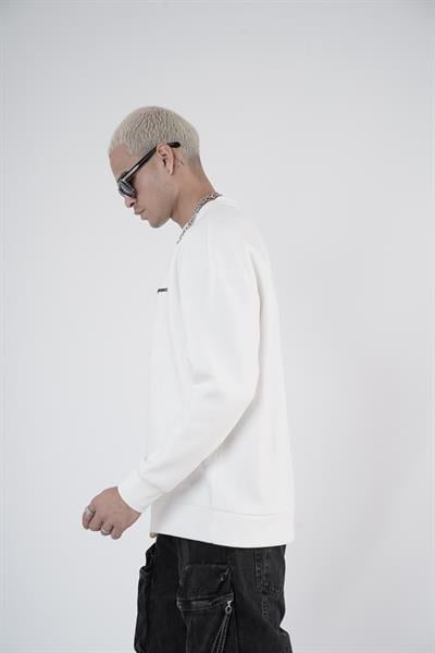 Bisiklet Yaka Kingbrich Baskılı Oversize Kalıp Basıc Sweatshirt