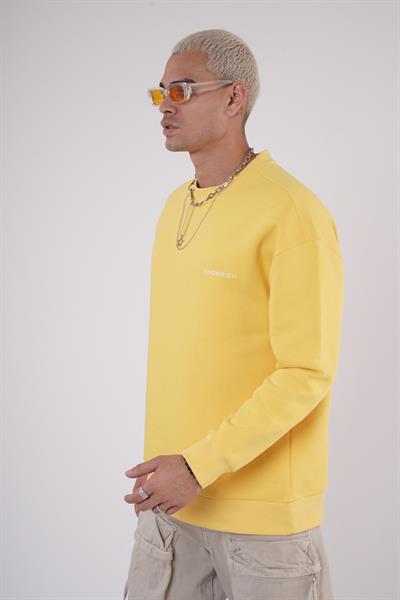 Bisiklet Yaka Kingbrich Baskılı Oversize Kalıp Basıc Sweatshirt