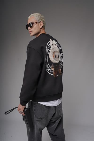 Bisiklet Yaka Labubu Baskılı Oversize Kalıp Unisex Sweatshirt