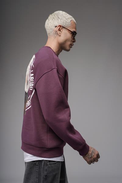 Bisiklet Yaka Labubu Baskılı Oversize Kalıp Unisex Sweatshirt