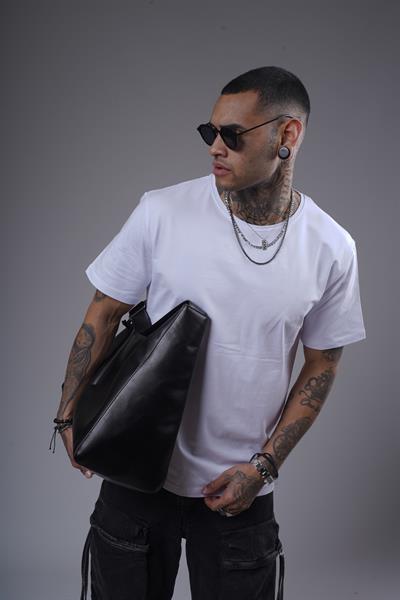 Bisiklet Yaka Likralı Düz Basic Erkek Regular Kalıp Tişört