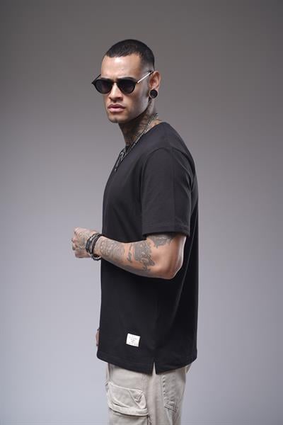 Bisiklet Yaka Likralı Düz Basic Erkek Regular Kalıp Tişört