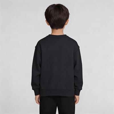 Bisiklet Yaka Nakışlı Oversize Kalıp Çocuk Sweatshirt
