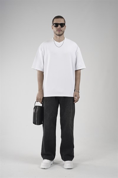 Bisiklet Yaka Oversize Erkek Süprem Tişört